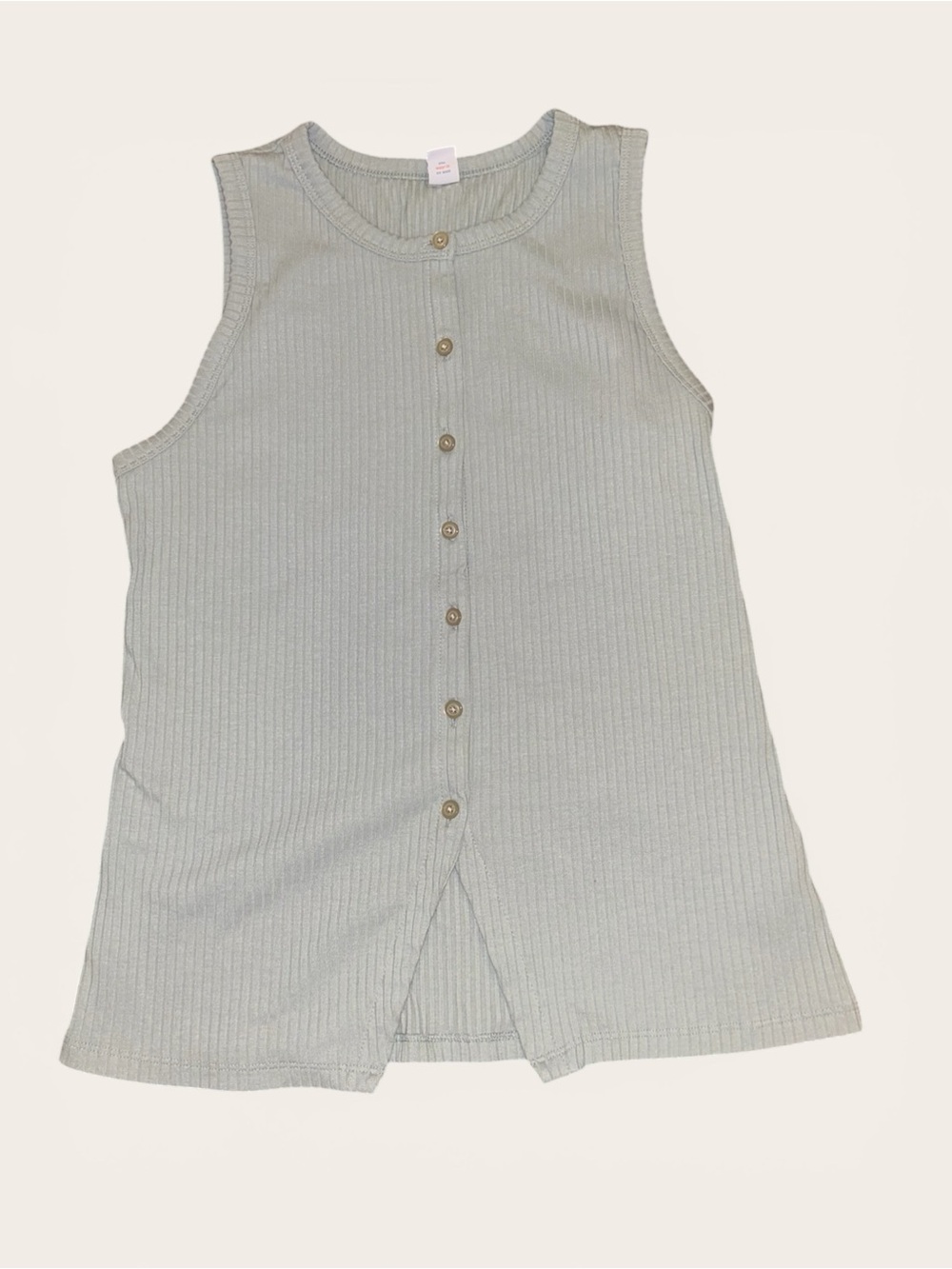 Button Down Ribbed Button Top - Silver Sage - Picture 2 of 3